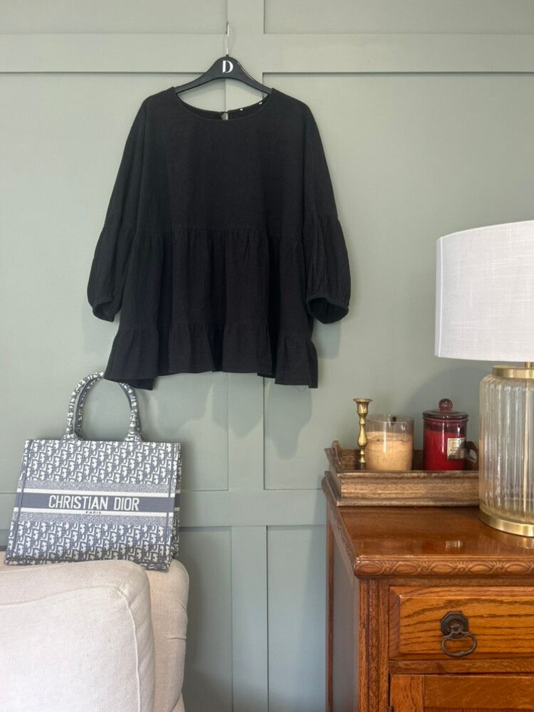 SASS 100% Cotton Tiered Black Top