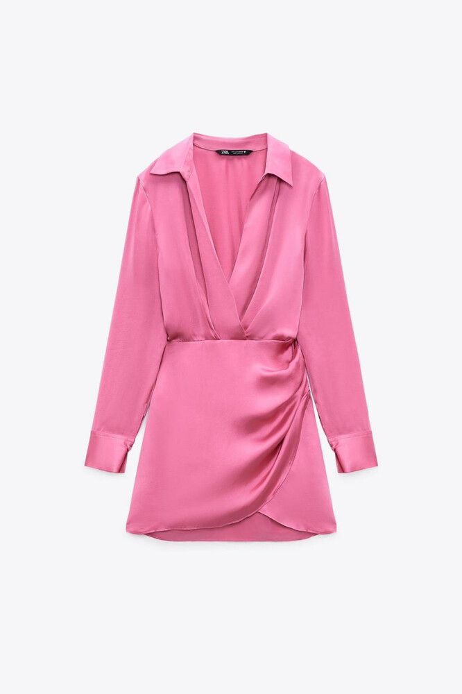 zara pink wrap dress Zara Pink Jacquard Maxi Wrap Dress by ZARA