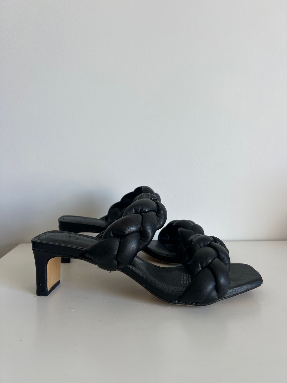 Braided black mules