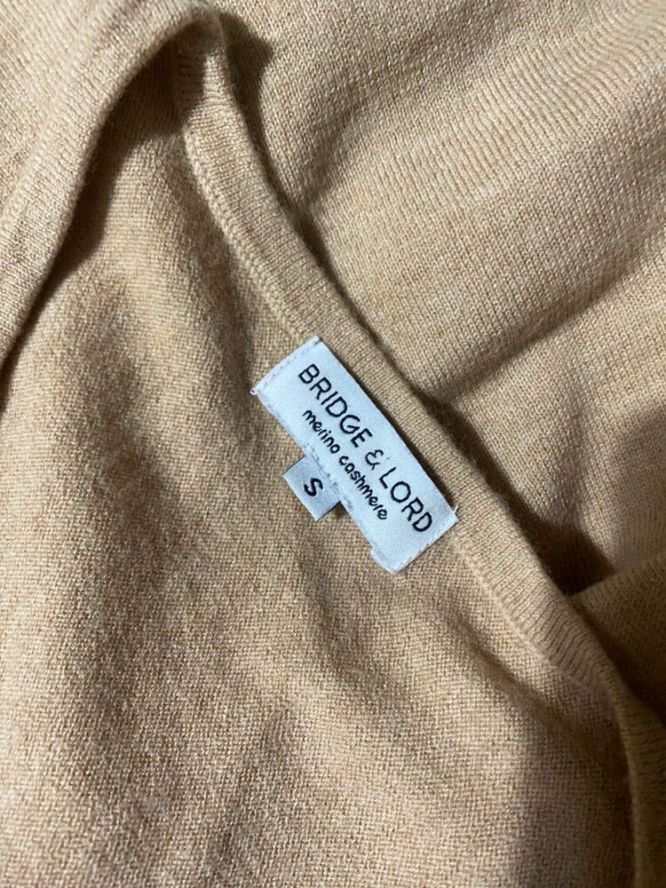 Bridge & Lord Merino Cashmere Knit Jumper Size S Beige