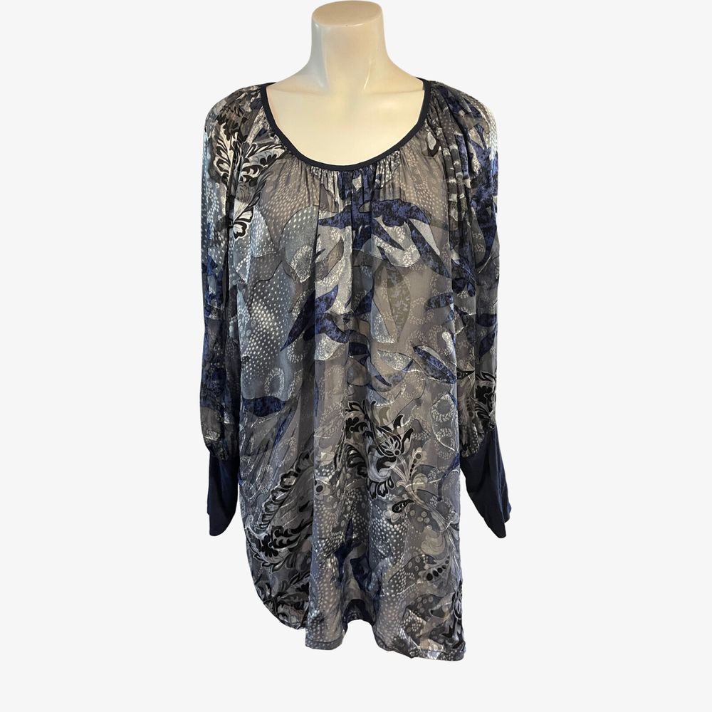 OBI New Zealand Sheer Print Tunic Top Size 12