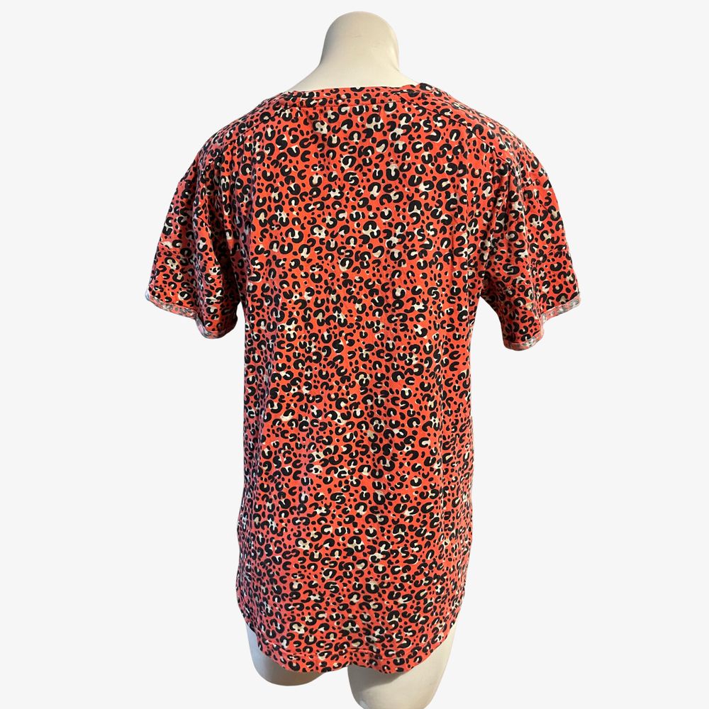 Stolen Girlfriends Club Orange Red Leopard Print T-Shirt Size 8