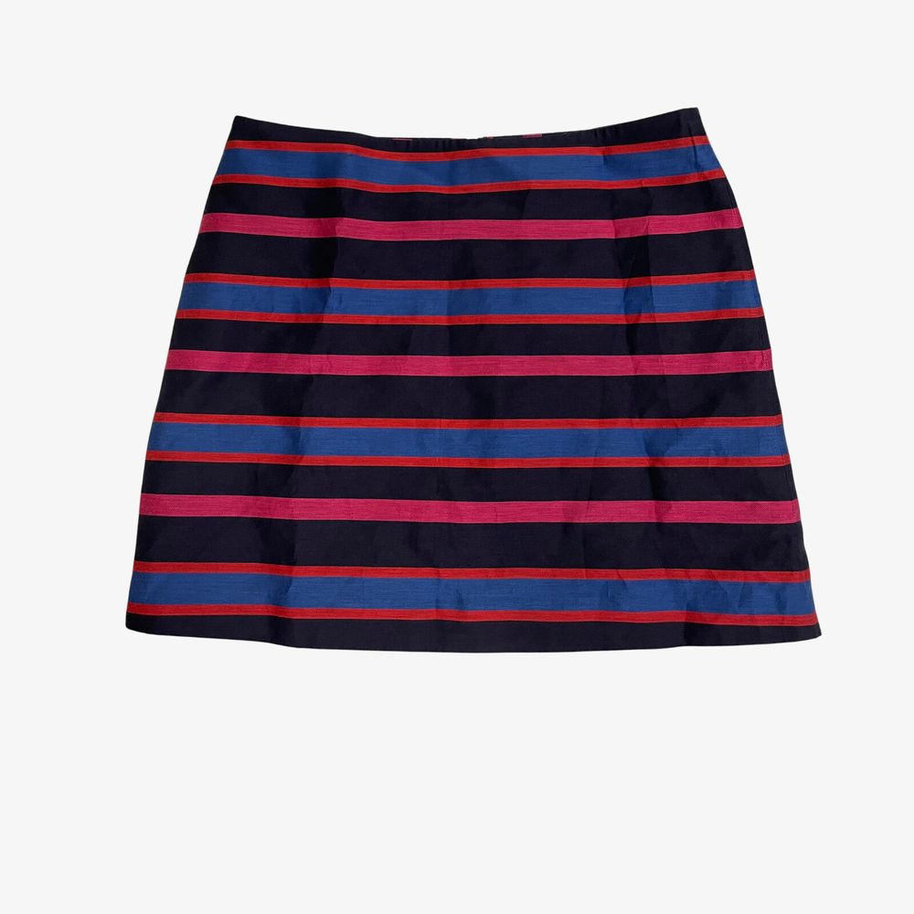 Marcs Striped A-Line Mini Skirt Navy Blue Pink Red Size 12