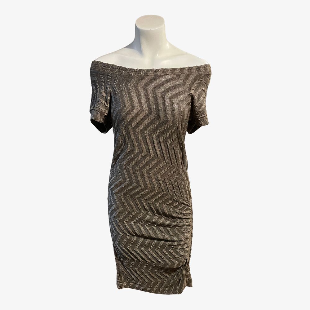 Storm Metallic Chevron Off Shoulder Dress Size S