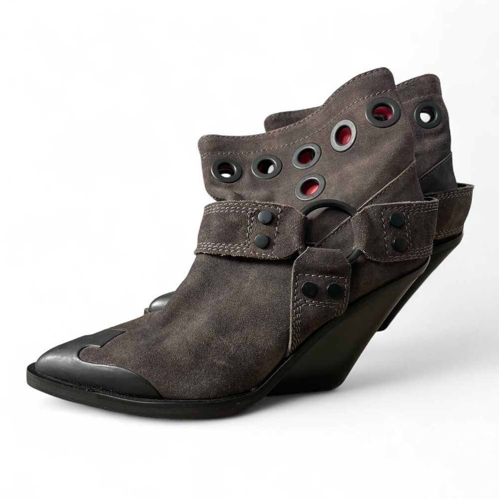 Diesel Brown Suede Wedge Ankle Boots