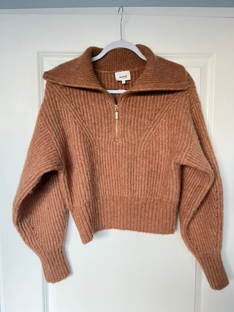 Seed Heritage Funnel Neck Rib Wool Alpaca Knit