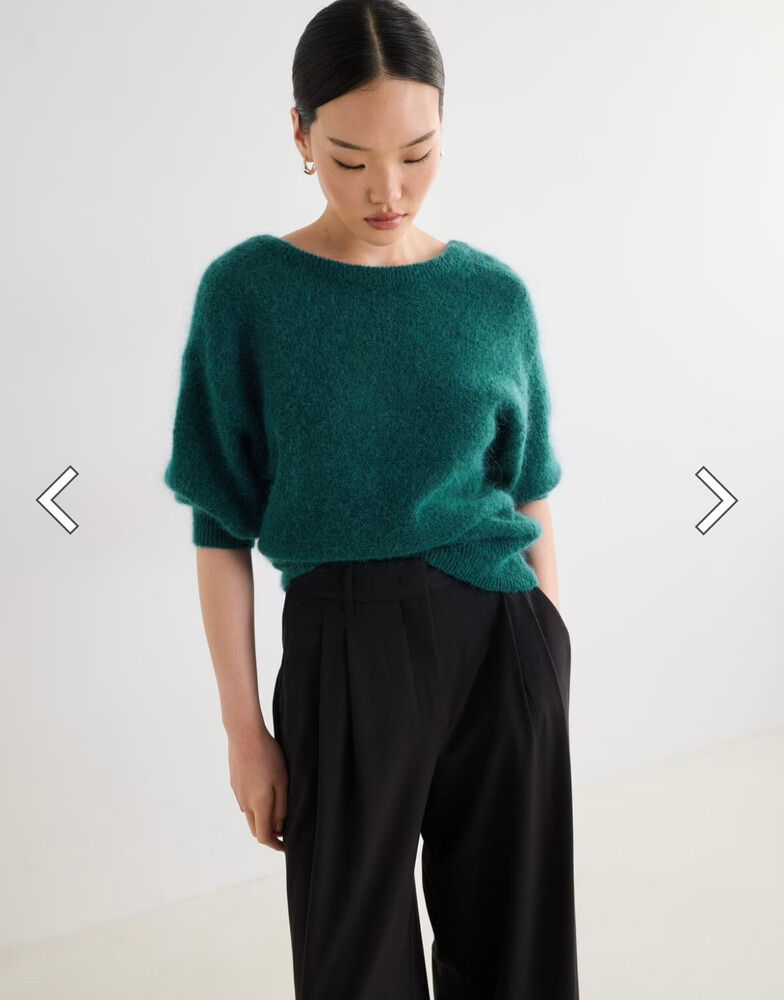 State Of Play Teal Antoine Luxe Knitwear Mohair Blend Jumper