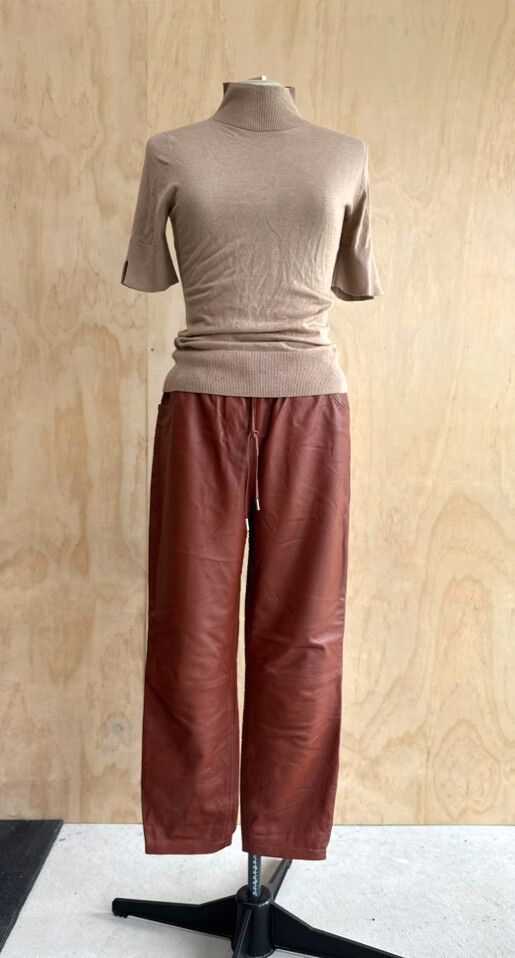 Grace Hill 100% leather pants – size 12 – rich brown – drawstring waist