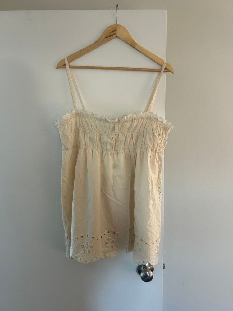 Remain Beige Lace Trim Cami Top