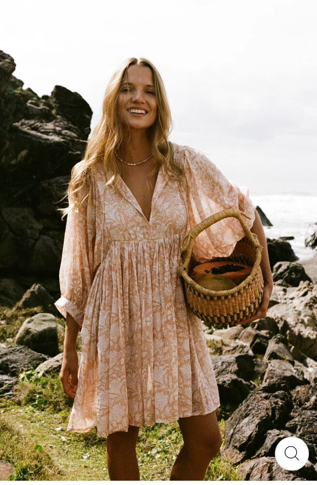 knee length dresses for ladies Kyra | Midi Dress | White Gauze - Boho Relaxed Fit Balloon-Sleeved Cotton