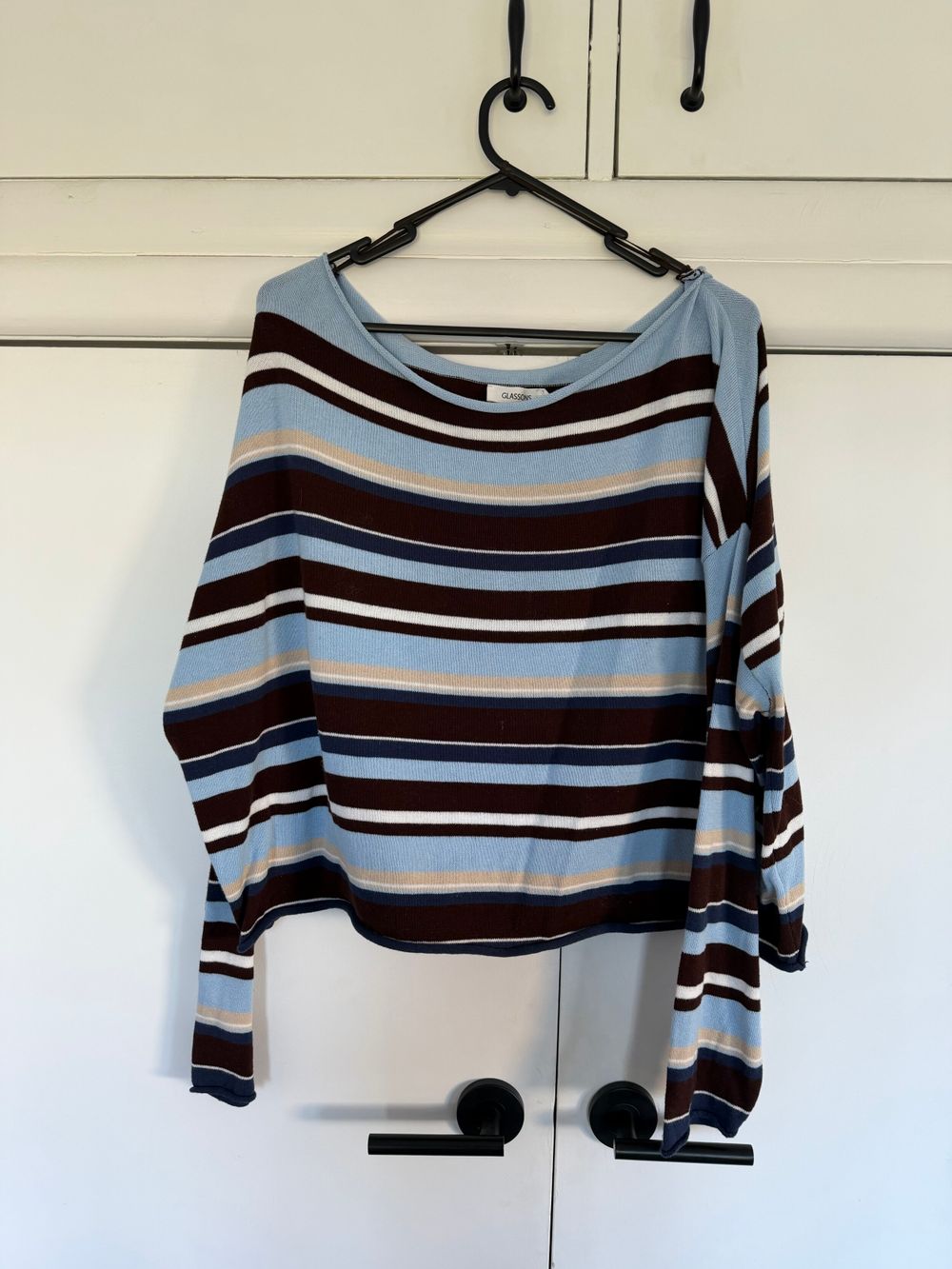 Glassons Blue and Brown Striped Knit Top