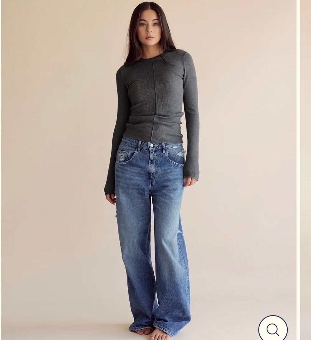 Dear Dylan Brown Ribbed Long Sleeve Top