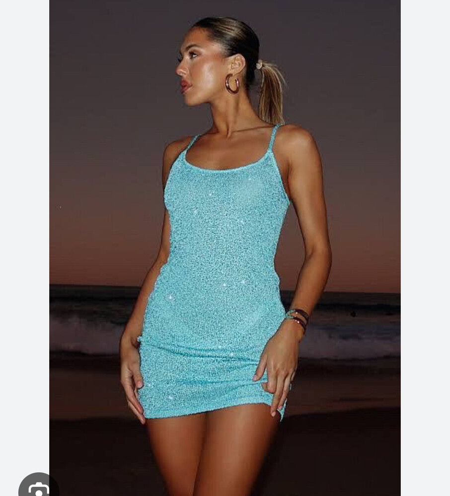 White Fox - Mini Blue Sequin Dress on Designer Wardrobe