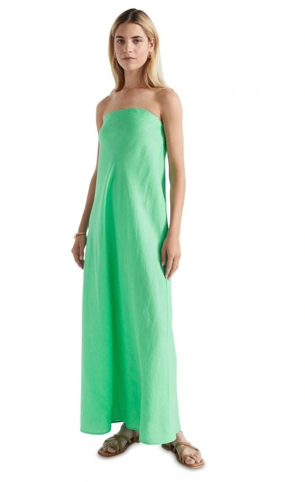 chinese dress ladies Blue Melange Loose Linen Maxi Dress from NikkaPlace main image 1