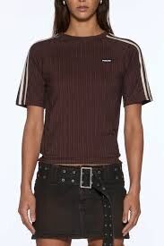 KSUBI PORTER SS TOP CHOCOLATE PINSTRIPE