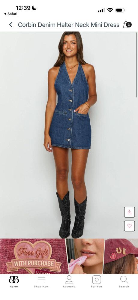 Corbin mini denim halter dress