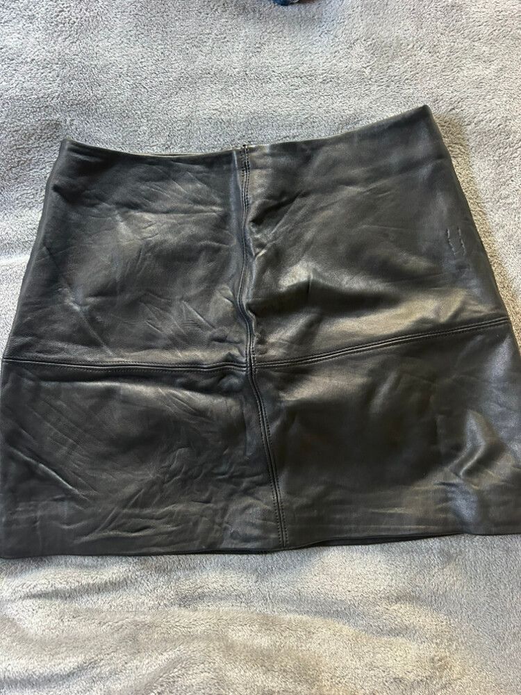Kookai Black Leather Mini Skirt