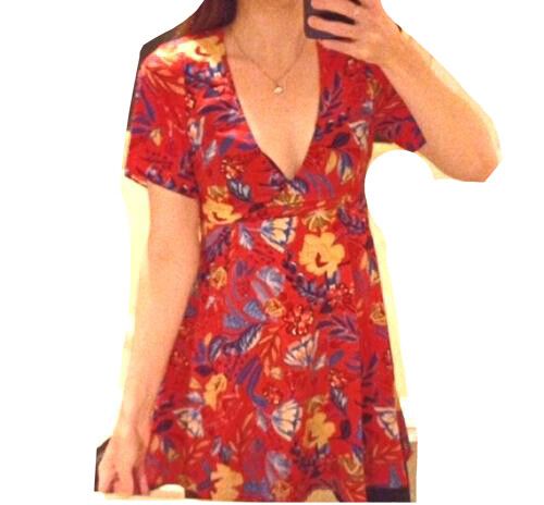 ZARA TRAFULUC Floral Print Wrap Mini Dress
