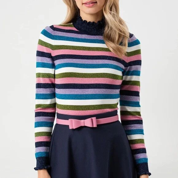 REVIEW Pippi Stripe Metallic Rainbow Knit Sweater Jumper
