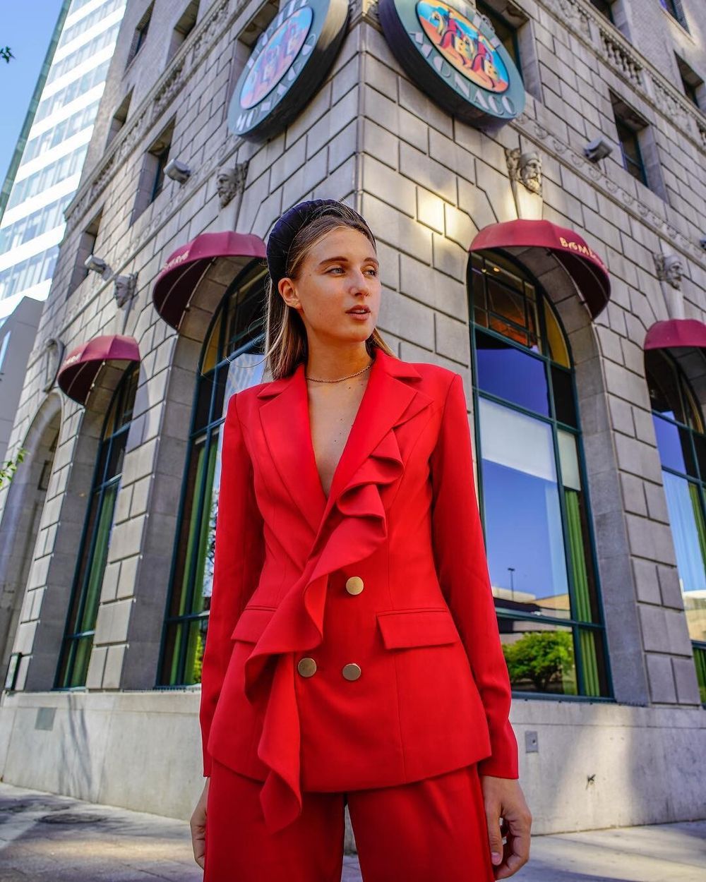 KEEPSAKE THE LABEL Daylight Red Ruffle Blazer Jacket