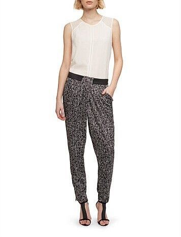 COUNTRY ROAD Sarong Print Black White Draped Winter Office Corporate Pants