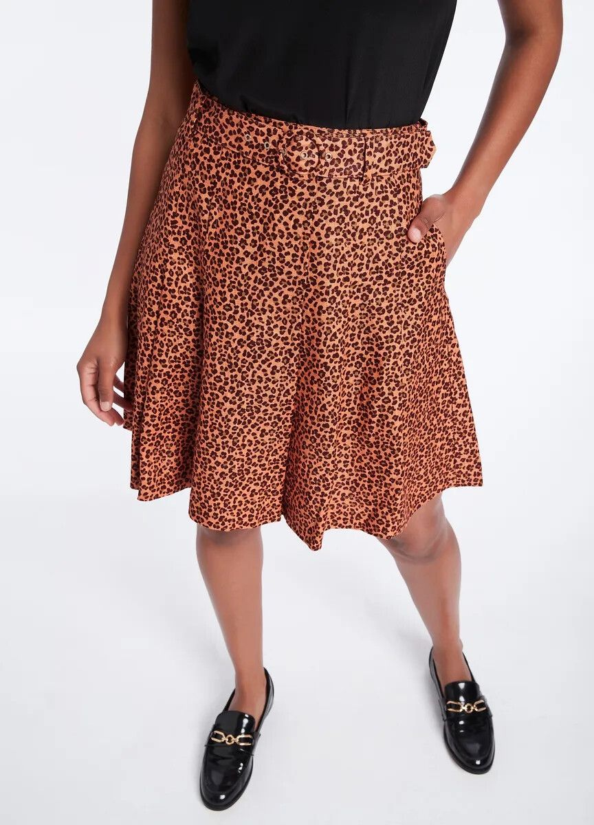 MARCS Linen Animal Print A-line Office Skater Skirt NWT RRP$160