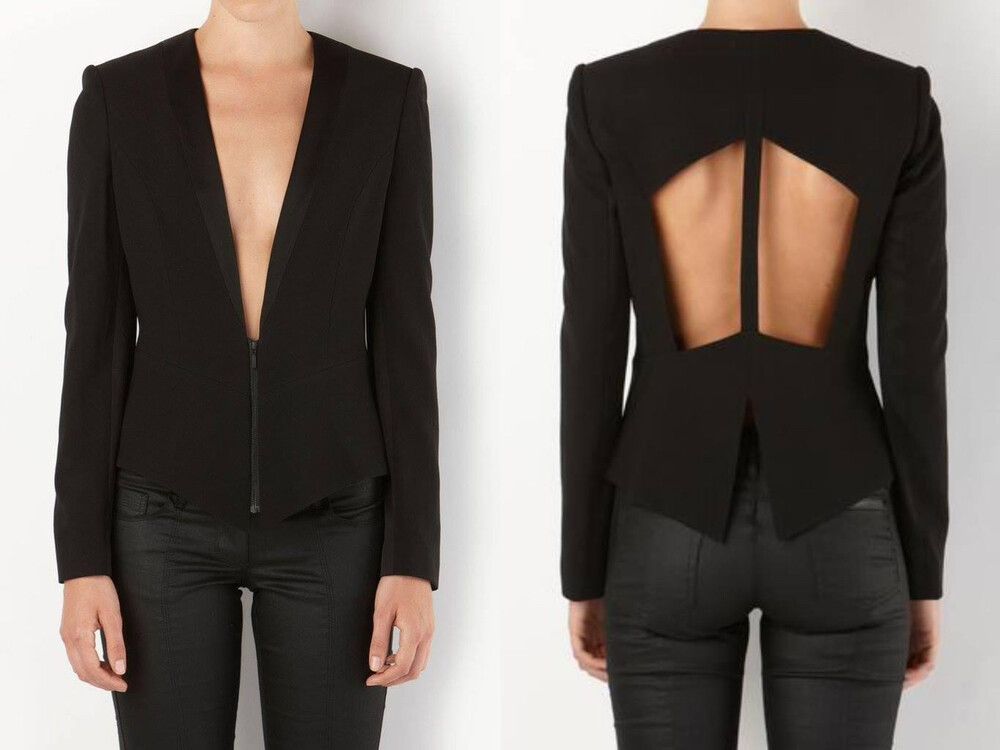 SASS & BIDE Ode To Love Black Crepe Cut Out Blazer Jacket