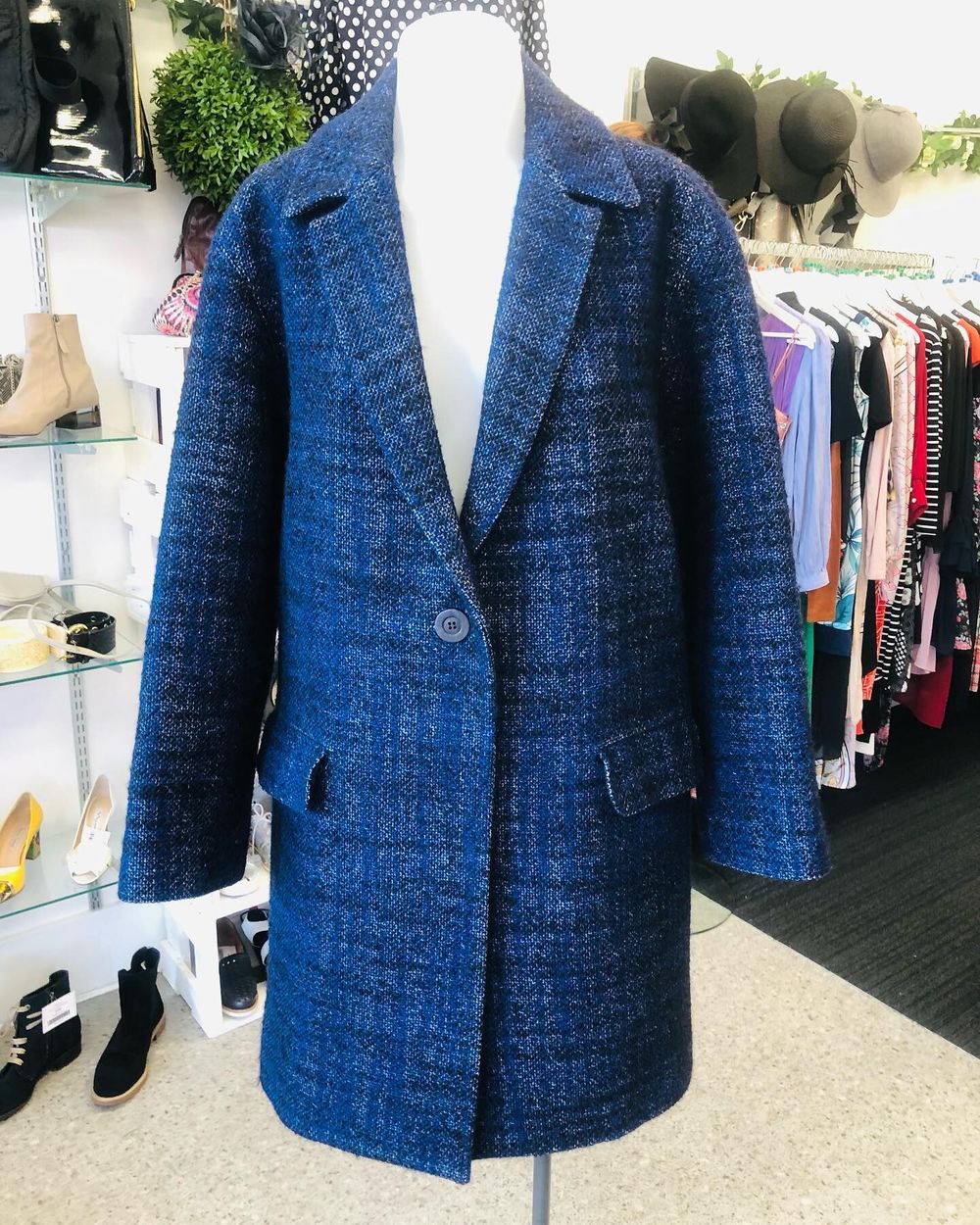 KAREN WALKER 100% Wool Blue Oversized Winter Coat Jacket
