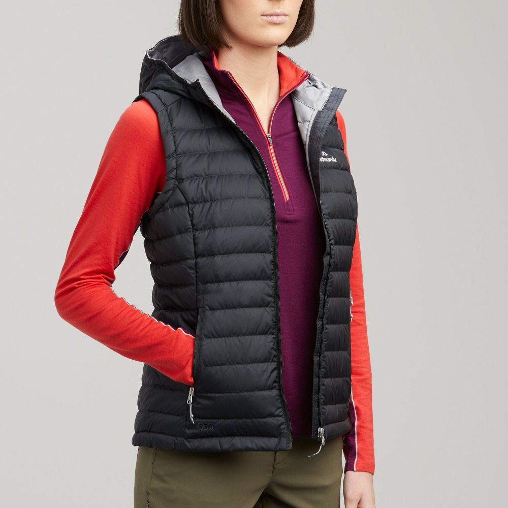 KATHMANDU Heli Duck Down Black Winter Hooded Puffer Vest Jacket