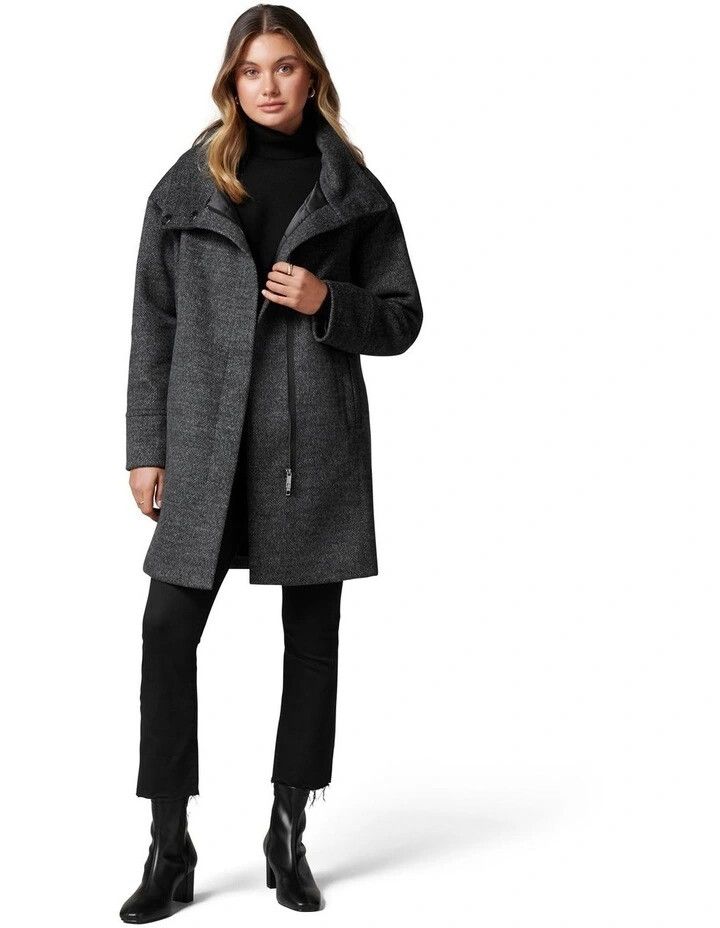 FOREVER NEW Cameo Funnel Neck Wool Luxury Winter Coat Jacket NWT