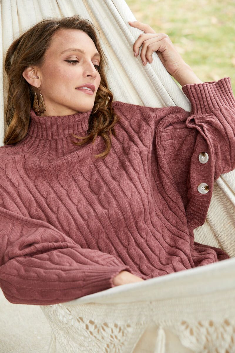 Cosy Cable Knit Oversized Winter Turtleneck Sweater Jumper NWT