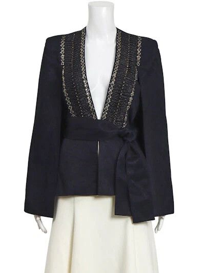 SASS & BIDE Black Formal Office Evening Belted Blazer Cape Jacket