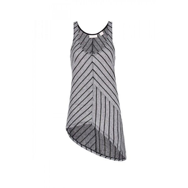 SASS & BIDE Magic Mind Metallic Silver Black Stripe Assymetric Knit Tank Top