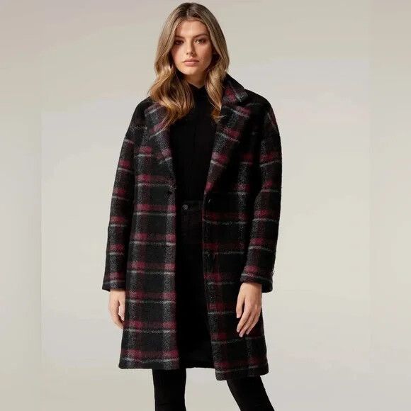 FOREVER NEW Katherine Check Luxury Wool Coat RRP$269
