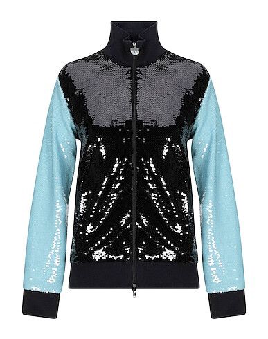 CHIARA FERRAGNI Blue and Black Sequin Bomber Jacket