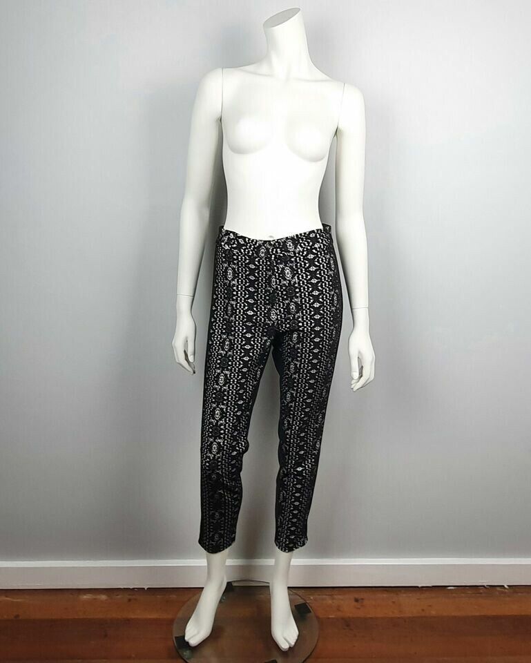 SCANLAN THEODORE Black Italian Lace Overlay Silk Cropped Office Trousers Pants RRP$290