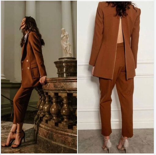 SASS & BIDE Tobacco Brown Zip Back Blazer Jacket