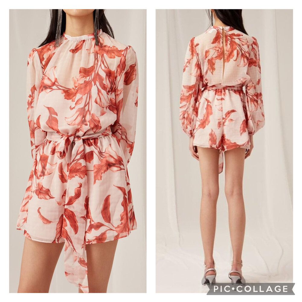 KEEPSAKE Infinite Porcelain Lily Long Sleeve Playsuit