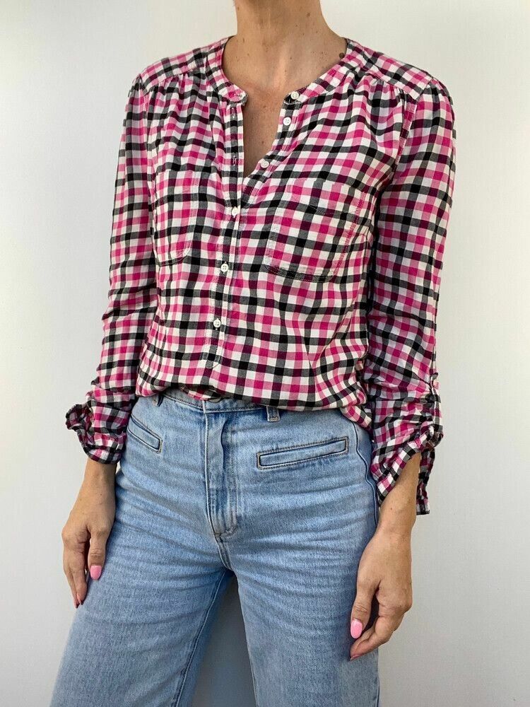 COUNTRY ROAD Cotton Roll Up Sleeve Gingham Shirt