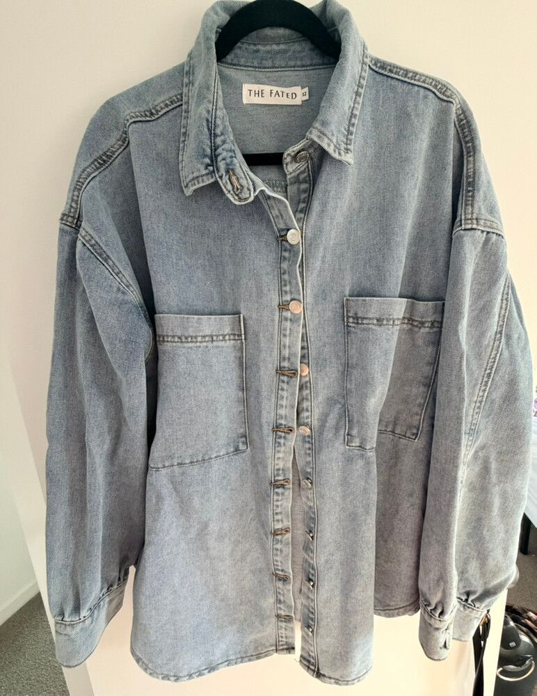 The Fated Blue Oversized Denim Shacket Size 12