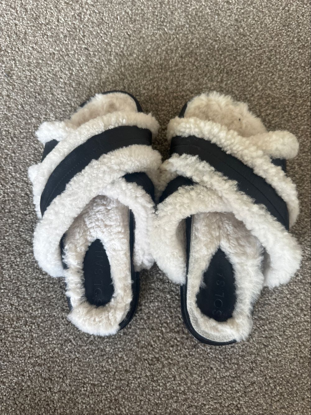 Sol Sana Black Ivory Slides Size 38