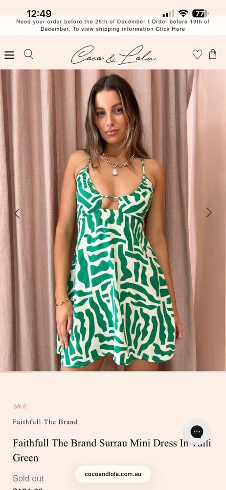 Faithfull the Brand - Faithfull the brand green mini dress on Designer Wardrobe Faithfull the Brand - Faithfull the brand green mini dress on Designer Wardrobe