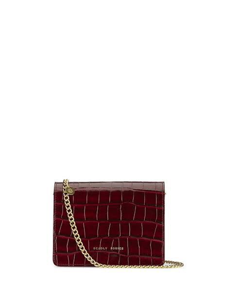 Deadly Ponies Mr Boxette Burgundy Croc Leather Bag
