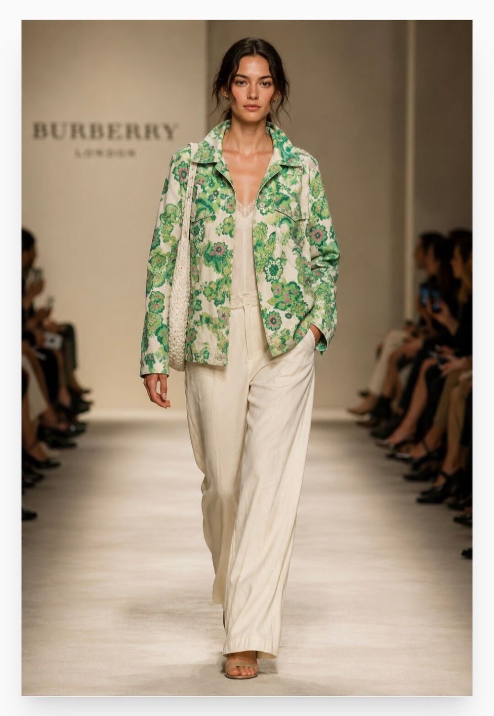 Burberry Green Floral Print Jacket
