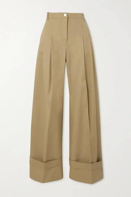 Victoria Victoria Beckham Pleated Cotton Twill Pants