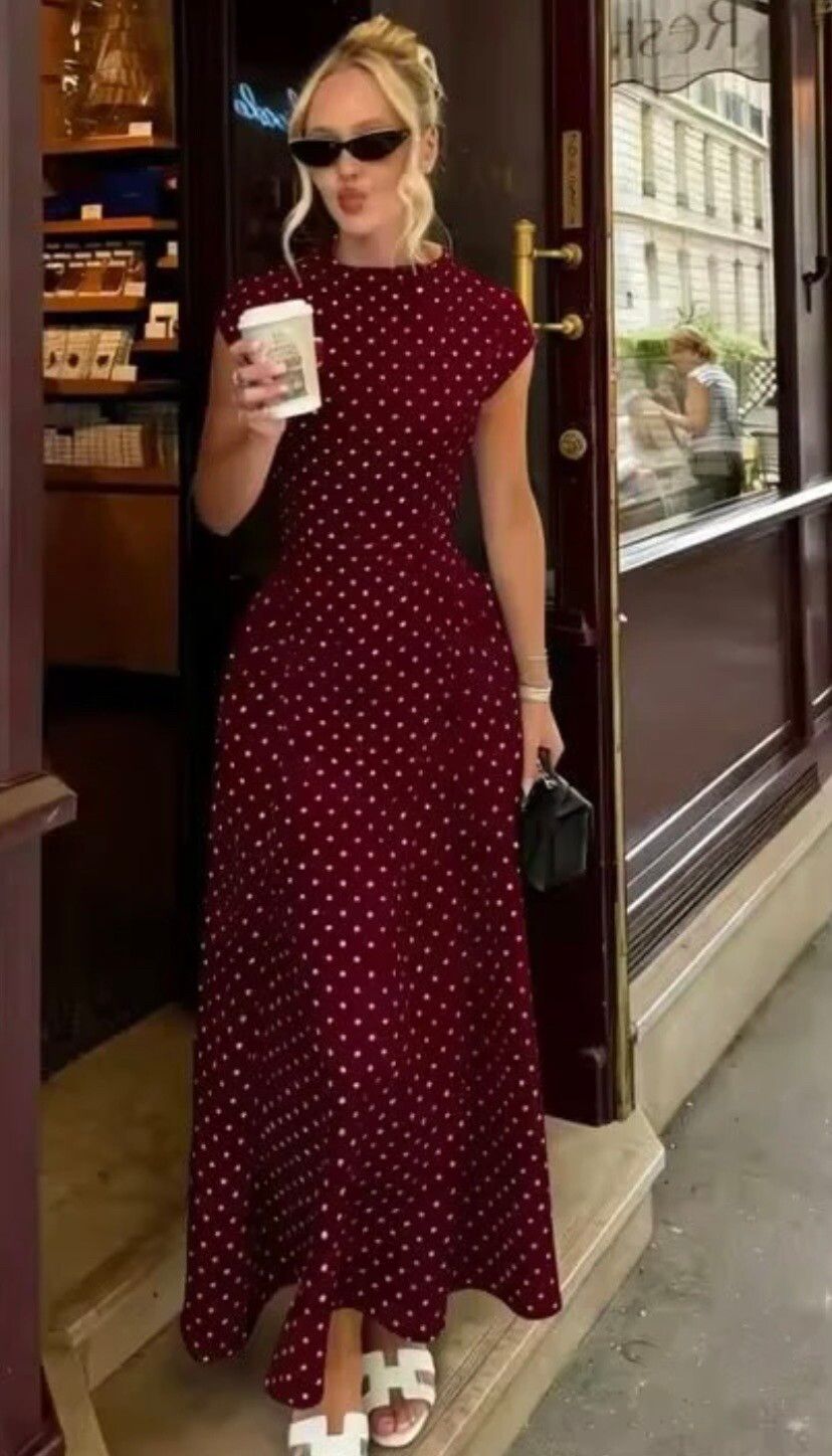 Flare Maxi Dress with cap sleeves - small