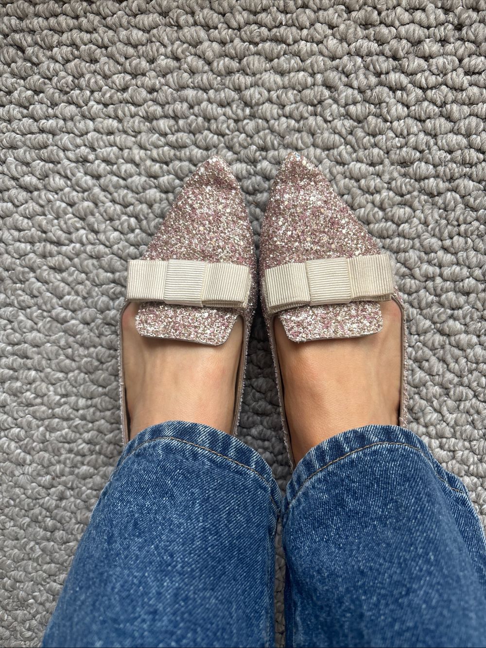Jimmy Choo Pink Glitter Flats Size 39