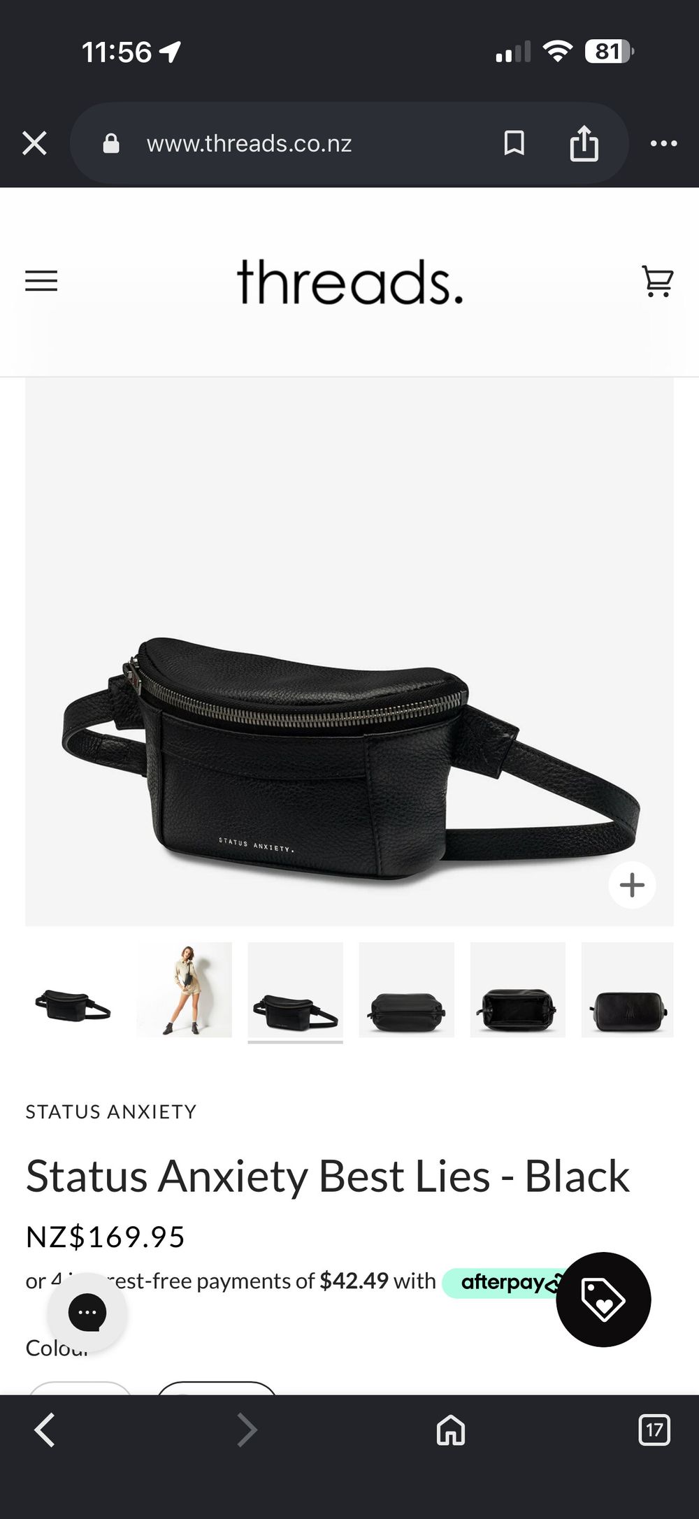 Status Anxiety Black Leather Belt Bag