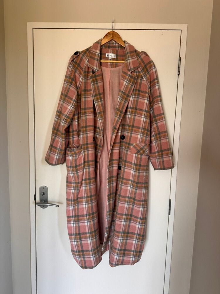 Mimoso Clair Pink Plaid Coat Size 14