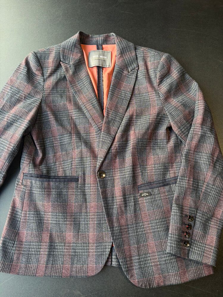 MOS MOSH Grey Pink Plaid Blazer